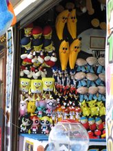 prizes at a boardwalk stand